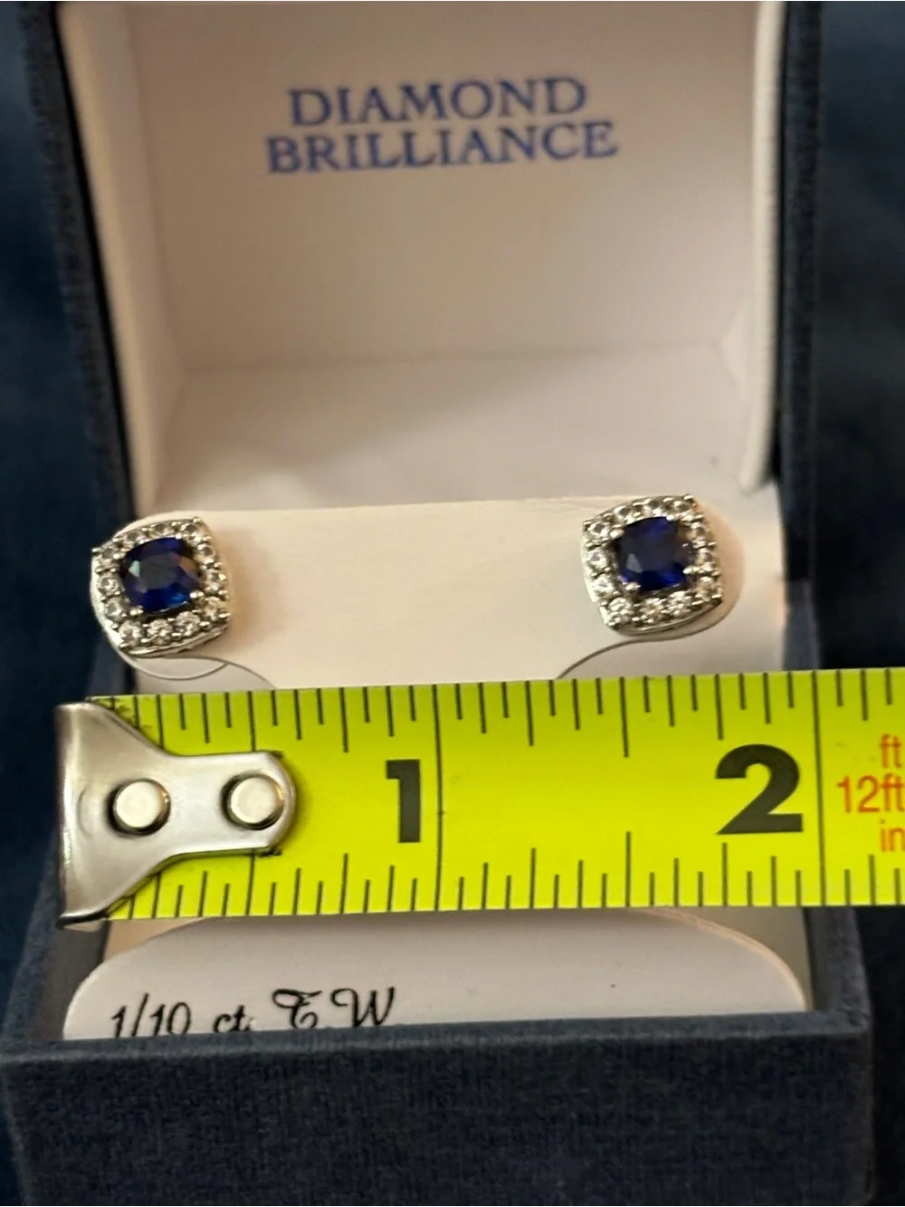 Sapphire Halo Stud Earrings - Blue